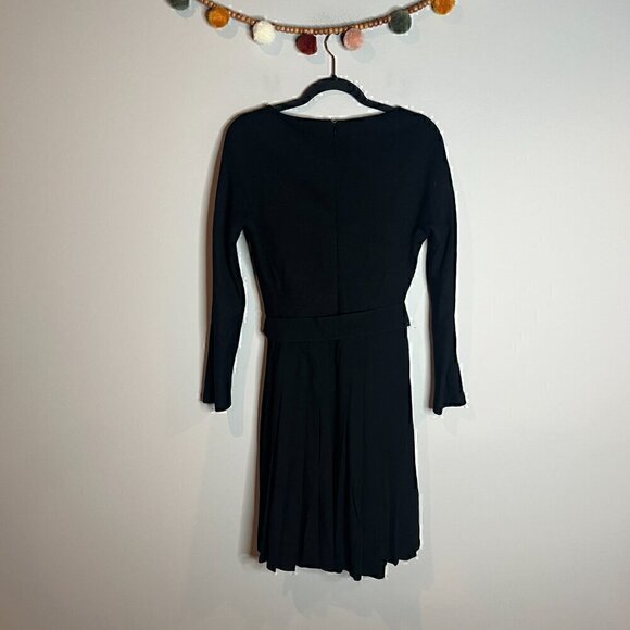 Victor Victoria black pleated belted wool dress - Picture 6 of 8